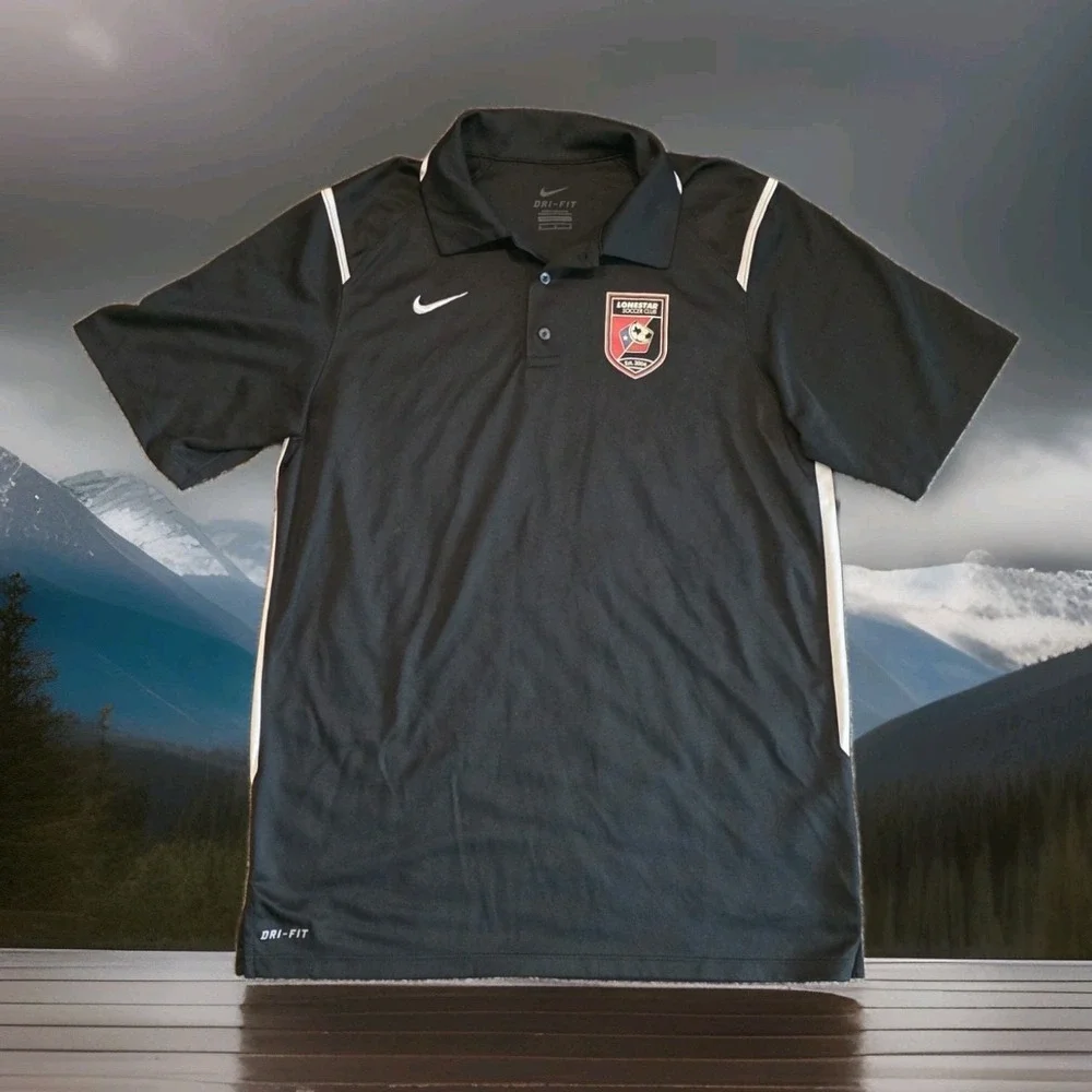 Nike Dri-FIT Lonestar Soccer Club Polo Shirt Men's Size Medium Black Athletic